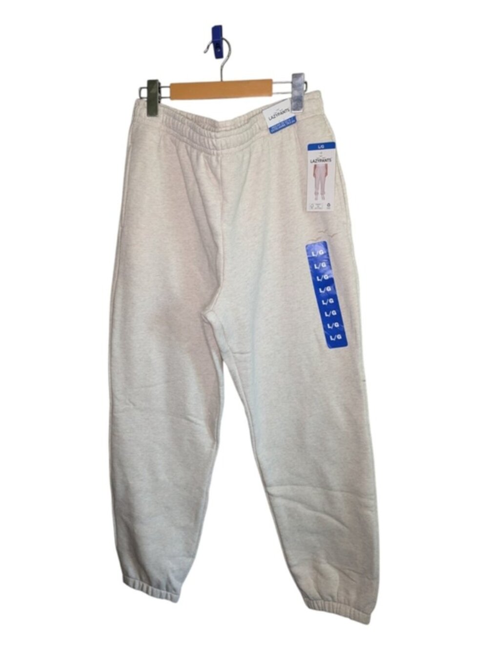 NWT Lazypants Fleece Regular Fit Sweatpants Heather Oatmeal Size Large
